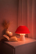 Red Bedside Lamp – Ribbed Modern Table Light | 3D Printed Accent Lamp