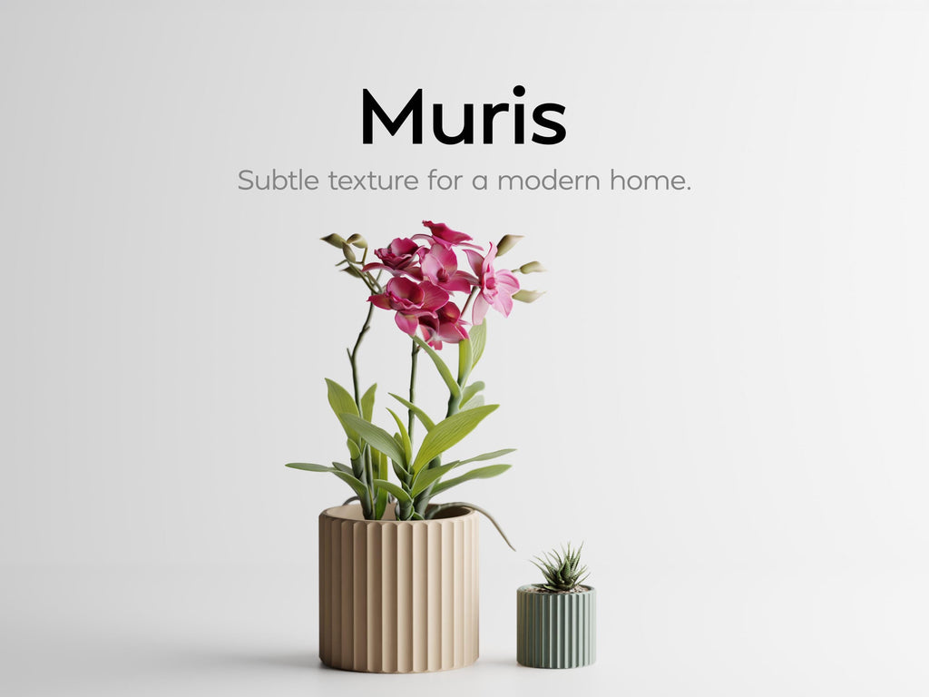 Fluted Planter, Ribbed Orchid Pot, Minimalist Modern Indoor Succulent Planter, Beige Home Decor