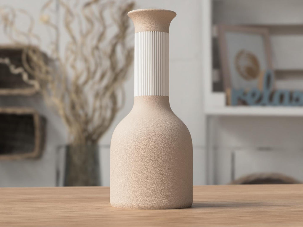 Two Tone Japandi Vase, Textured Ribbed 3D Printed Bud Vase, Minimalist Decor