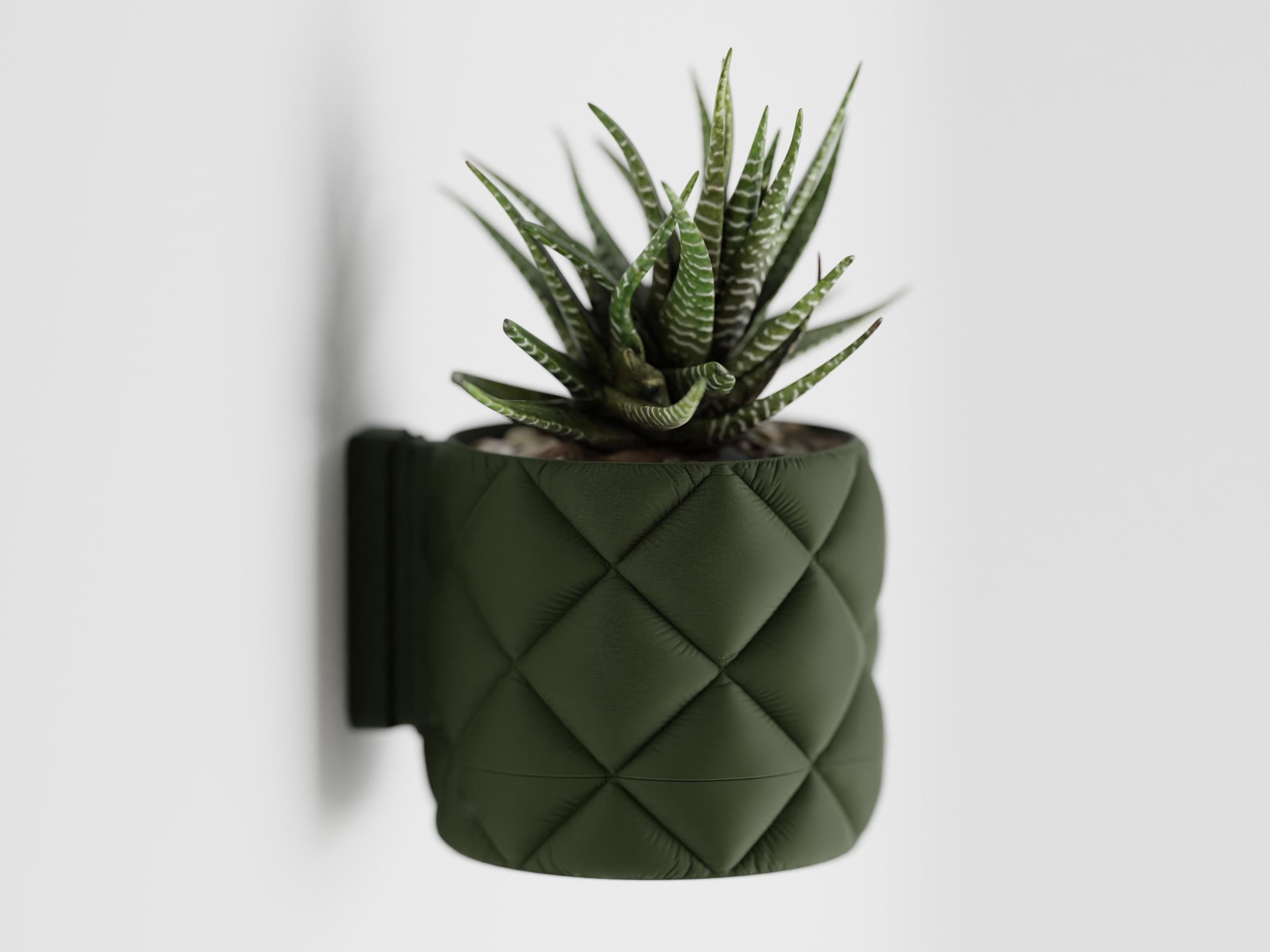 Quilted Wall Planter | Wall Mount + Drip Tray | Modern Boho Plant Decor | Inflated Fabric Pot