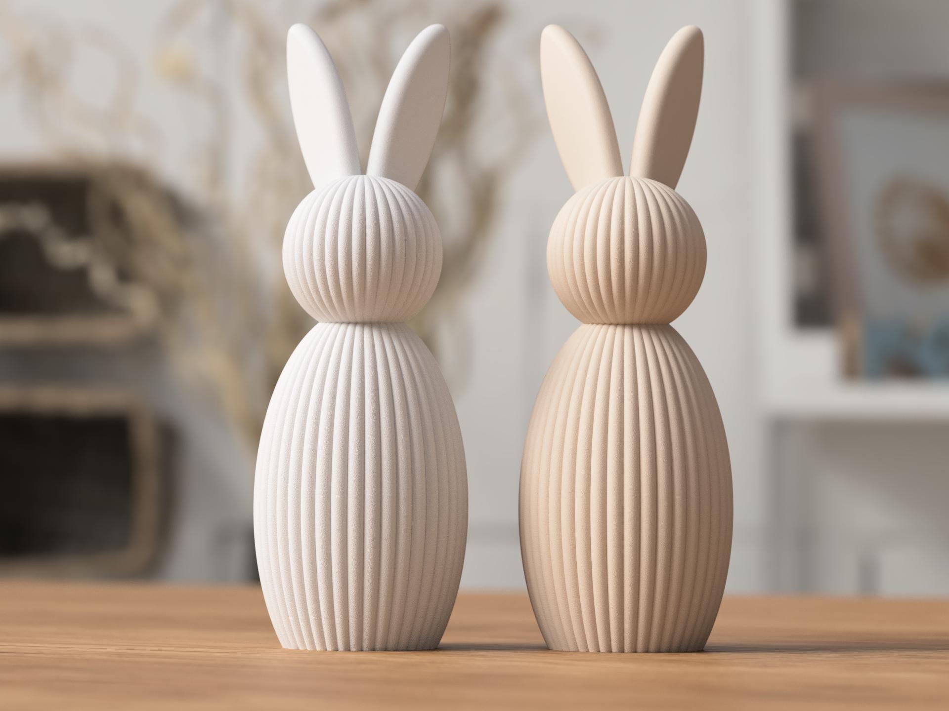 Ribbed Bunny Figurine | Modern Scandinavian Easter Decor, Rabbit Home Accent