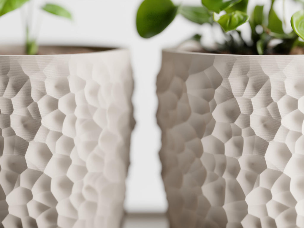 Piccola Trio Planter Set with Tray – Modern Textured Succulent Pots | Minimalist Indoor Plant Decor
