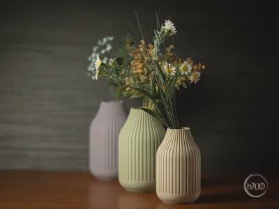 Strata Ribbed Vase | Matte Decorative Flower Decor