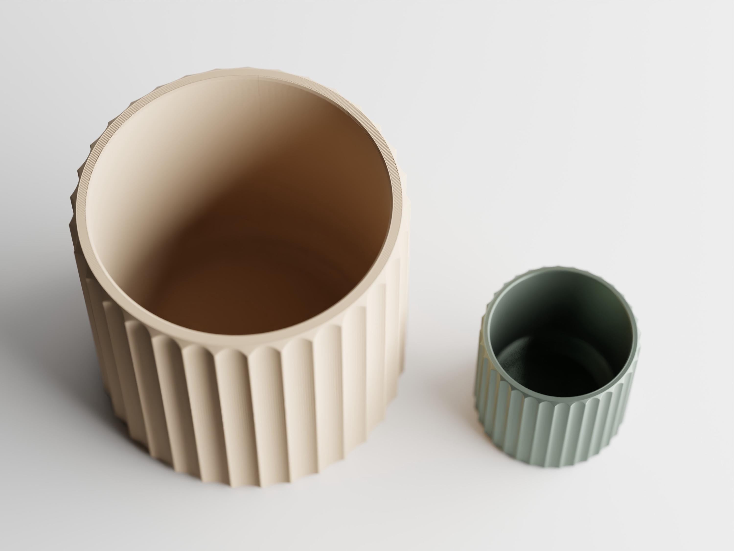 Fluted Planter, Ribbed Orchid Pot, Minimalist Modern Indoor Succulent Planter, Beige Home Decor