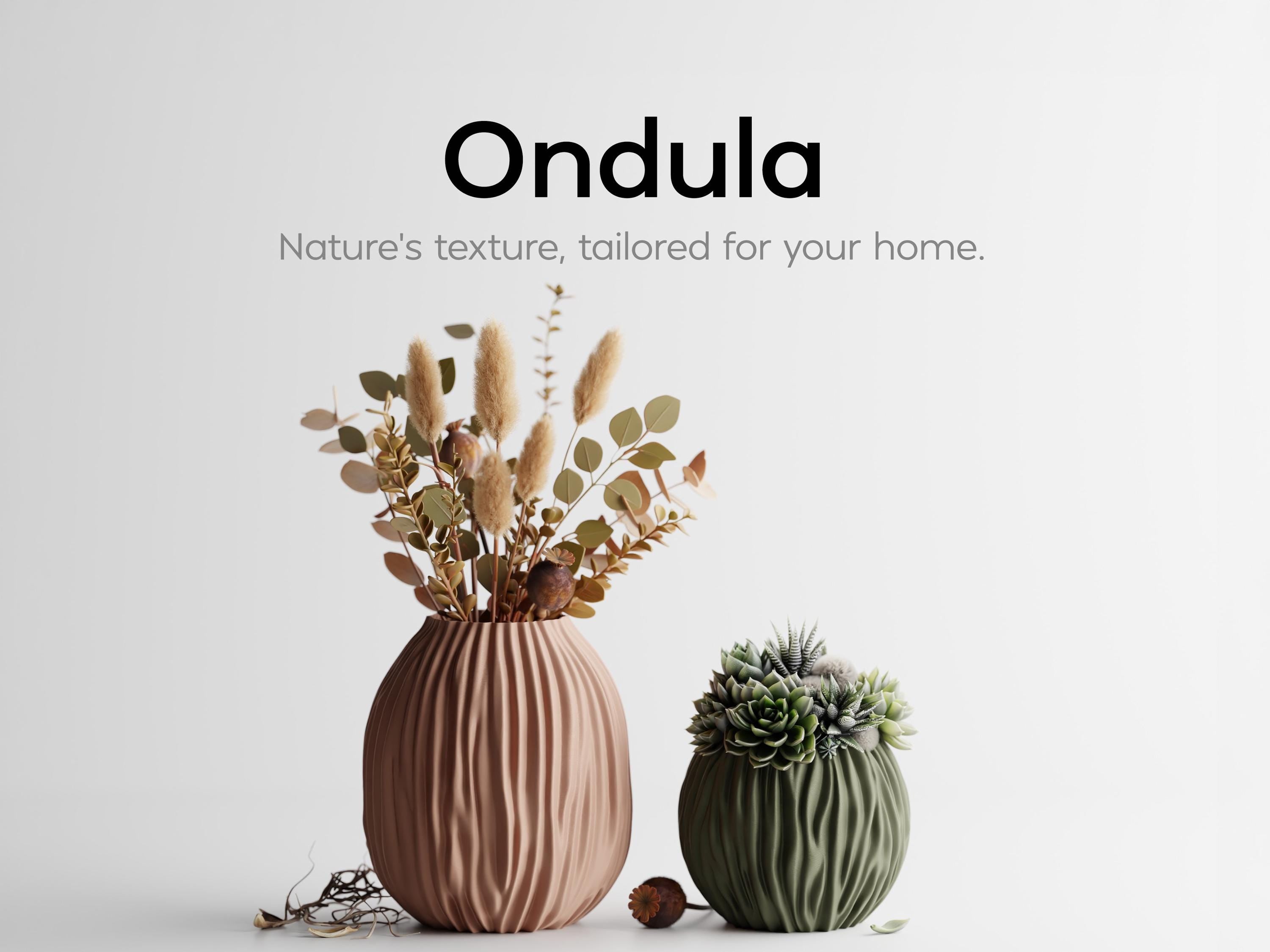 Ondula Ripple Vase | Organic Textured 3D Printed Vessel | Dried Flower Vase