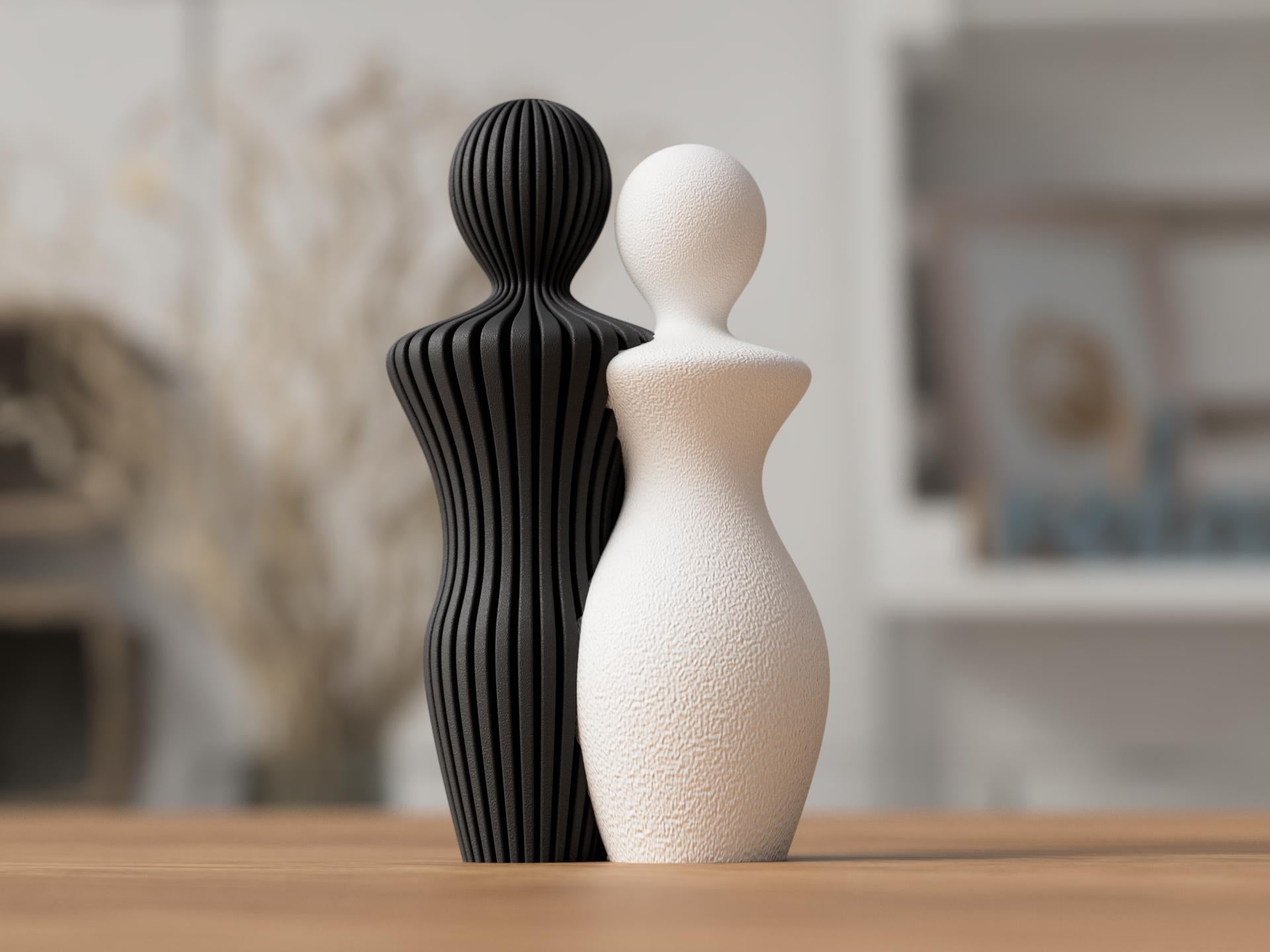 Minimalist Couple Statue – Modern Abstract Lovers Sculpture – Japandi Home Decor – Wedding / Anniversary Present
