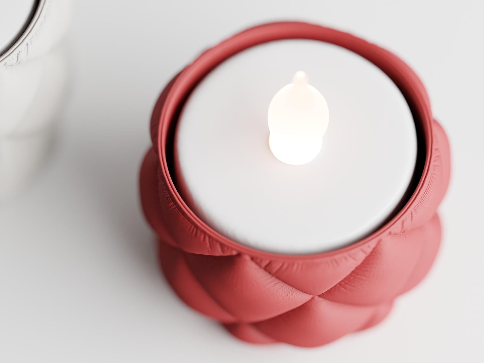 Quilted LED Tea light Holder | Modern Candle Decor | 3D Printed | Minimalist Home Accent