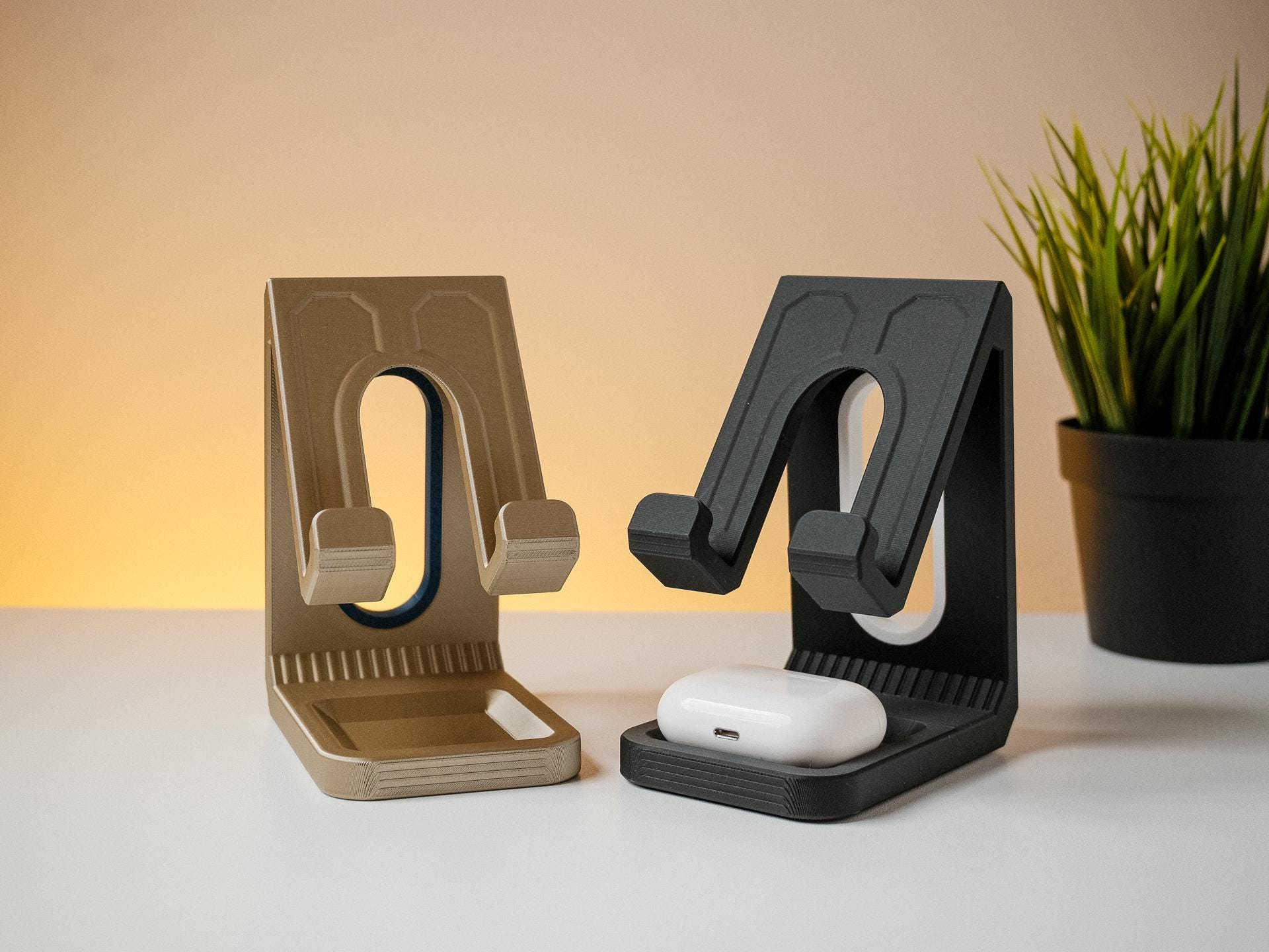 Modern Phone Stand with Storage –  Minimalist Smartphone Holder, Charging Dock, Office & Home Gift