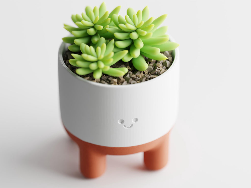 Melo Smiley Face Plant Pot with Legs | Two-Part Mix & Match Design
