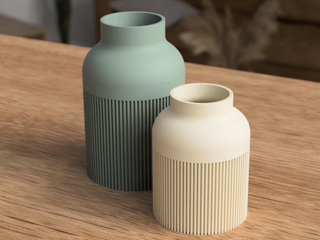 Ribbed Vase – Hiku Japandi Scandinavian Decor - 3D Printed