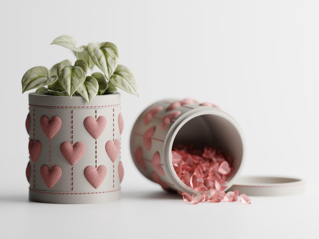 Heart Planter & Storage Box with Dual Lids | Modular Succulent Planter | Jewellery Container | Valentine Gift