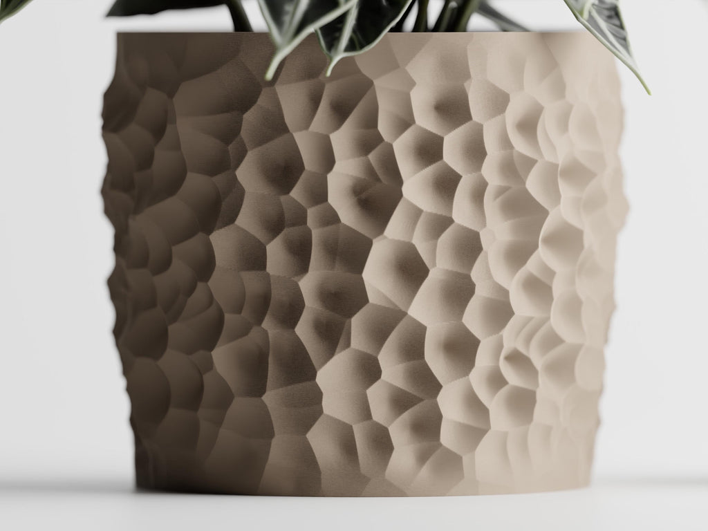 Cratera Textured Planter Pot, Stone Effect 3D Printed Plant Pot, Indoor Decorative Houseplant