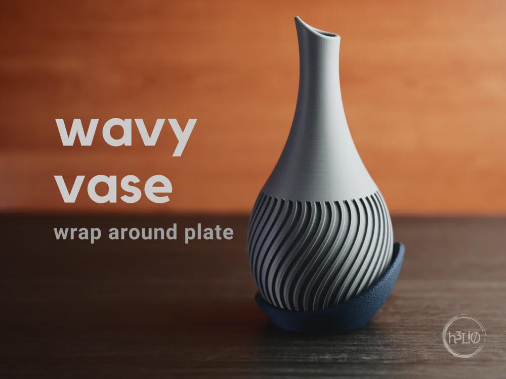3D Printed Wavy Vase, Sculptural Spiral Matte Flower Vase, Modern Minimalist Home Decor