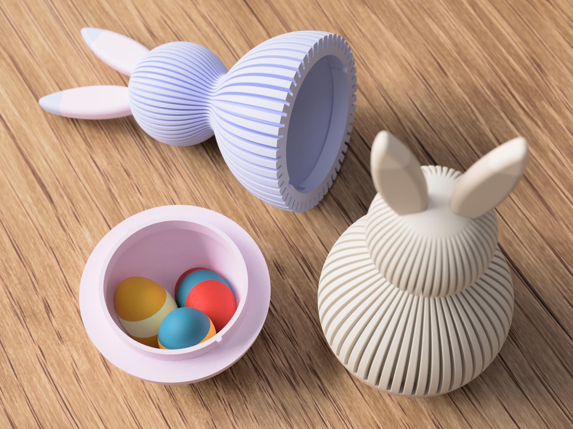 Japandi Ribbed Easter Egg – Modern Scandinavian Bunny Decor