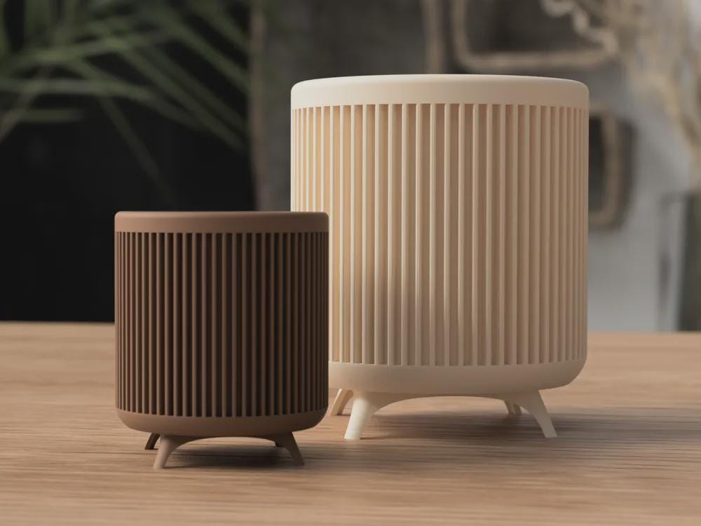 Ribbed Planter with Legs – Japandi Scandinavian Minimalist Decor