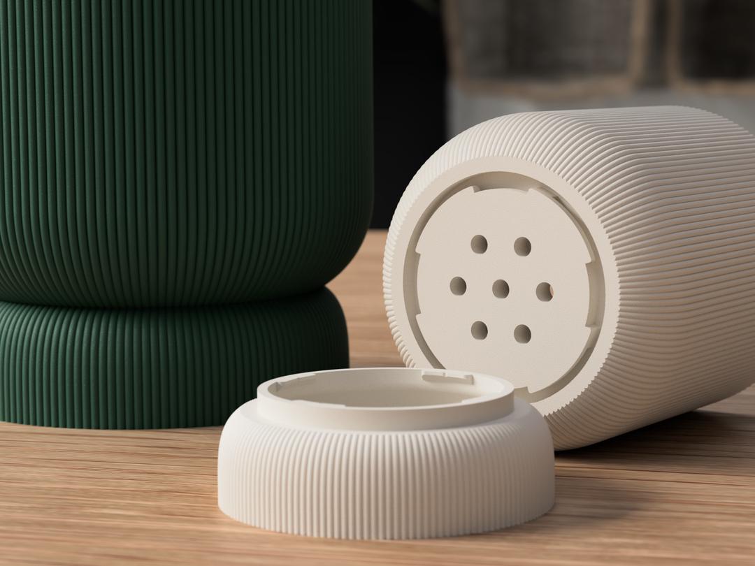 Modern Ribbed Planter with Twist-Lock Drip Tray | Contemporary Home Decor | Gift for Plant Lovers