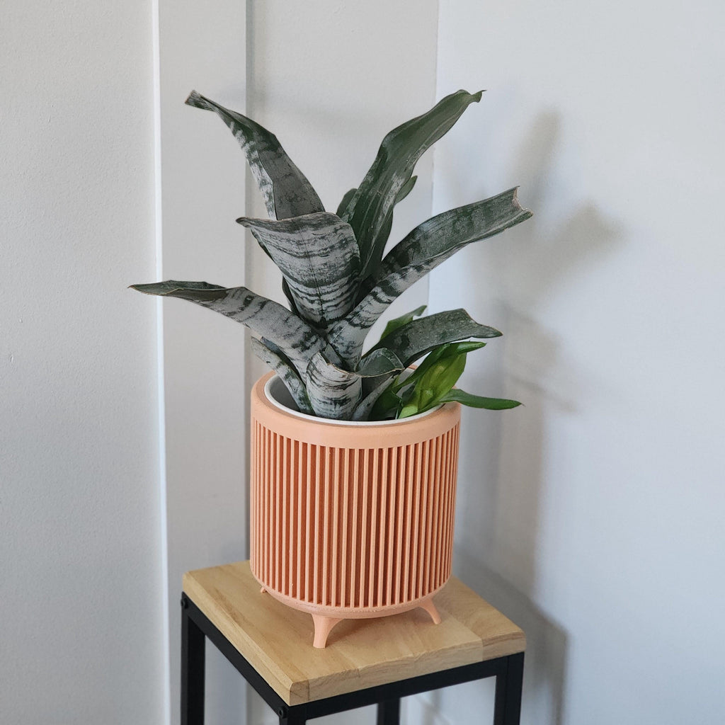 Ribbed Planter with Legs – Japandi Scandinavian Minimalist Decor
