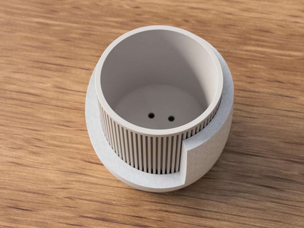 Modern Japandi Plant Pot | Ribbed Minimalist Planter | Scandinavian Indoor Home Decor