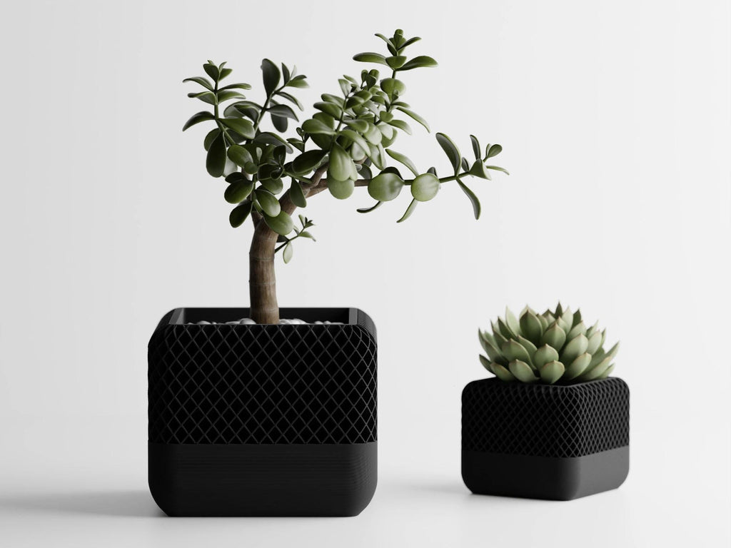 3D Printed Succulent Planter, Geometric Gyroid Mesh Pot, Minimalist Indoor Cactus Vase, Square PLA Plant Pot, Housewarming Gift
