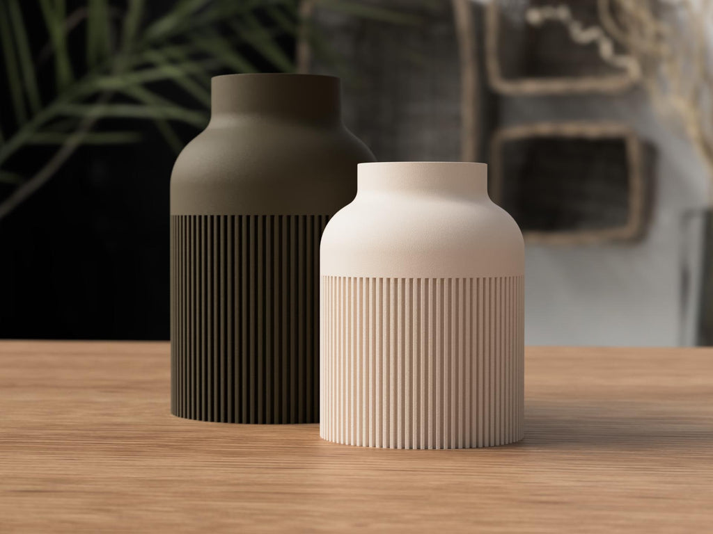 Ribbed Vase – Hiku Japandi Scandinavian Decor - 3D Printed