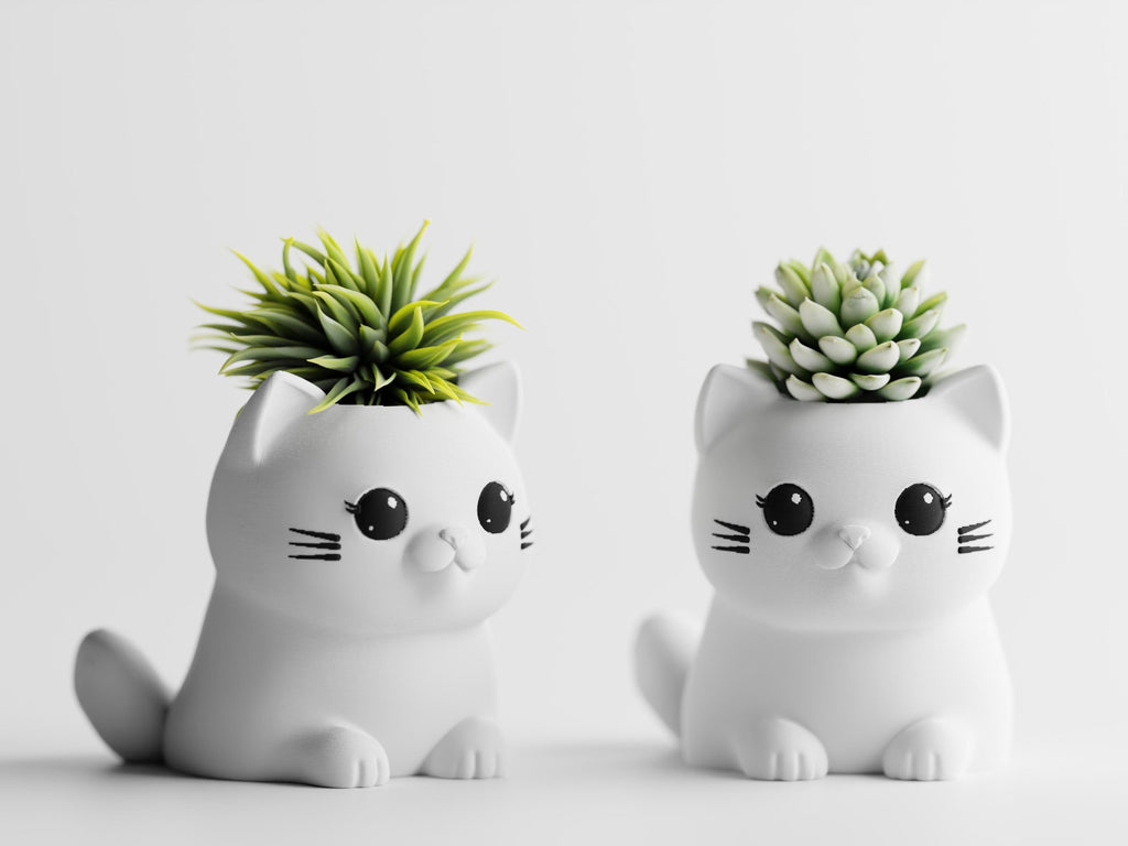 Cat Planter – 3D Printed Desk Succulent Pot, Cat Lover Gift