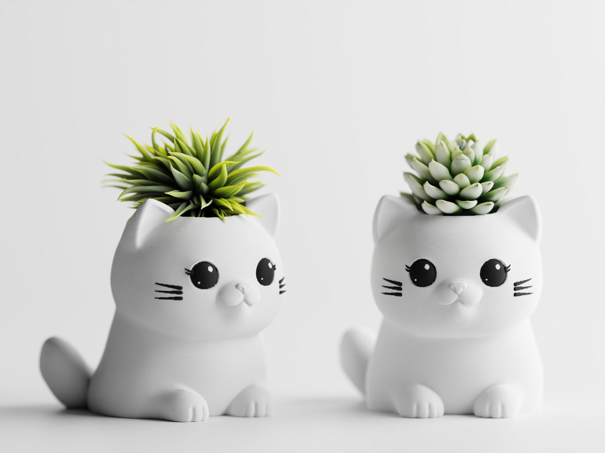 Cat Planter – 3D Printed Desk Succulent Pot, Cat Lover Gift