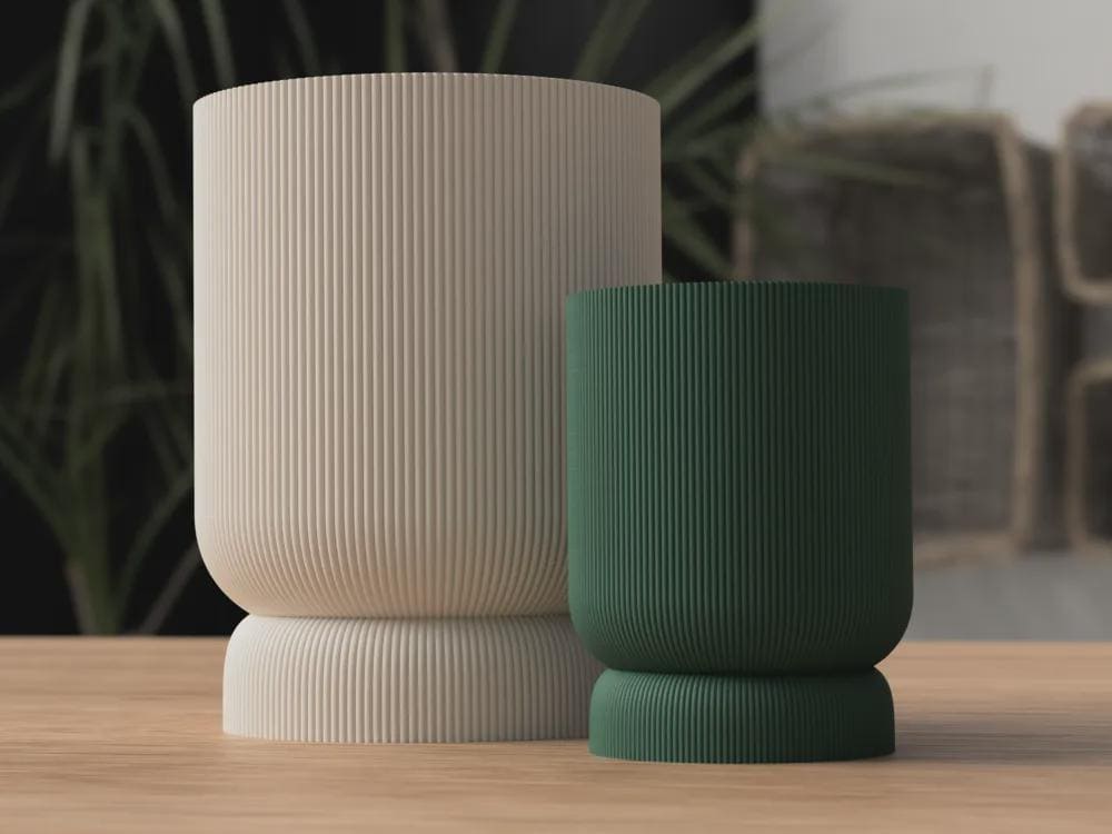 Modern Ribbed Planter with Twist-Lock Drip Tray | Contemporary Home Decor | Gift for Plant Lovers