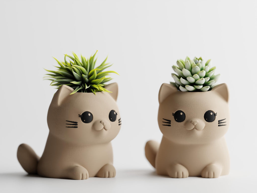 Cat Planter – 3D Printed Desk Succulent Pot, Cat Lover Gift