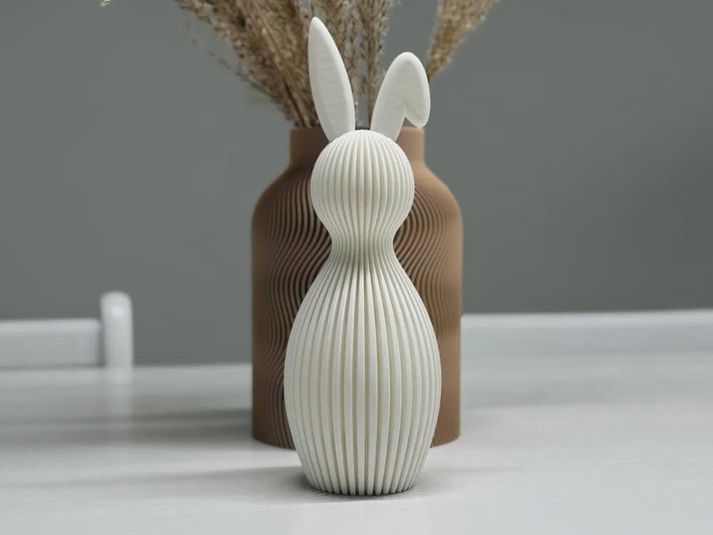Modern Easter Bunny Decor | Ribbed Bunny with Folded or Straight Ears | Scandinavian Spring Decoration