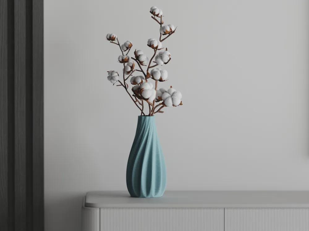 Minimalist 3D Printed Vase, Decorative Flower Vase, Scandinavian Home Decor