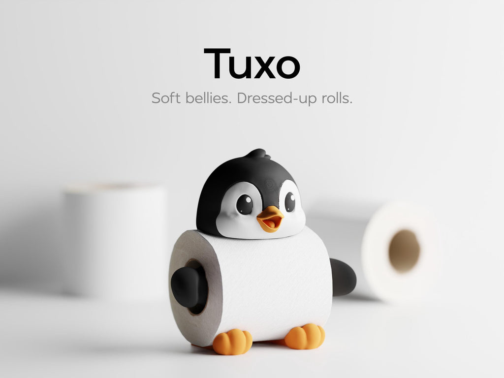3D Printed Penguin Toilet Paper Holder, Modern Bathroom Accessory, Playful Home Decor