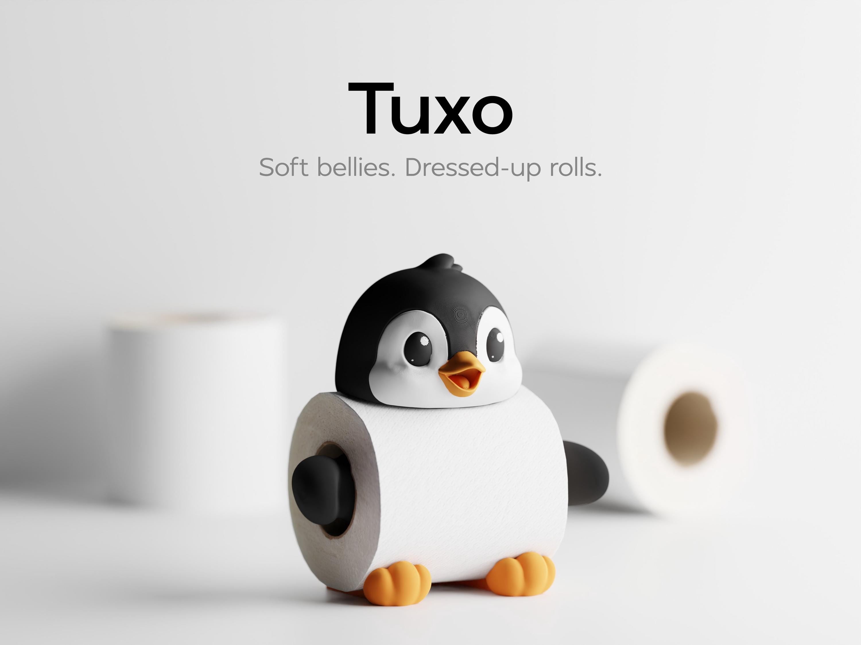 3D Printed Penguin Toilet Paper Holder, Modern Bathroom Accessory, Playful Home Decor