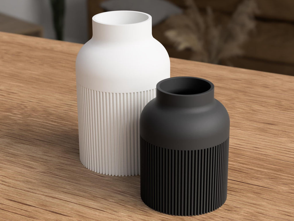 Ribbed Vase – Hiku Japandi Scandinavian Decor - 3D Printed
