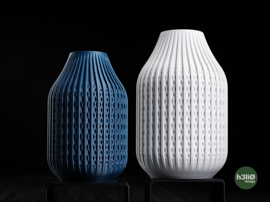 Porto Vase, Ribbed Geometric Architectural Decor, 3D Printed Matte Flower Vase