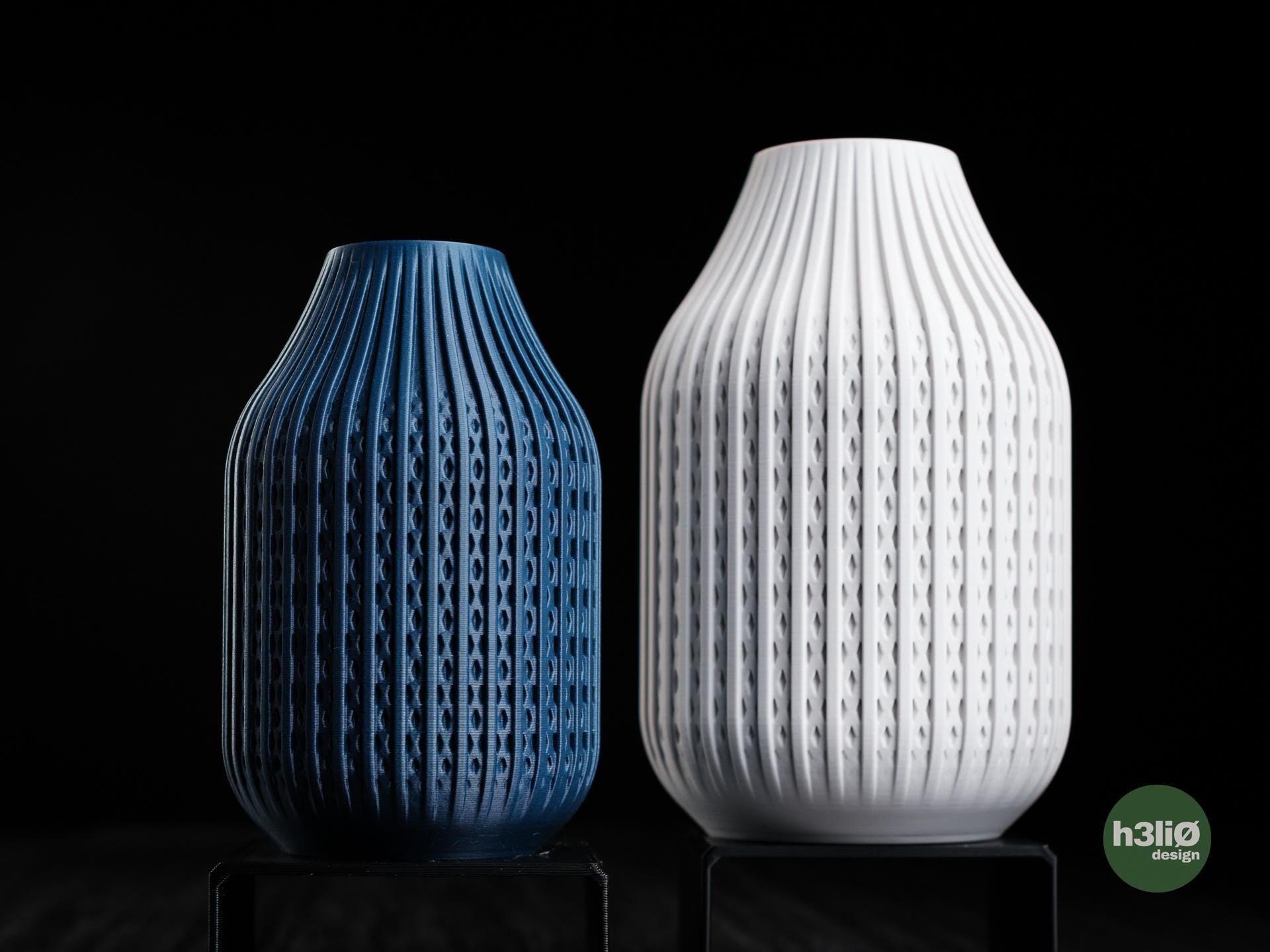Porto Vase, Ribbed Geometric Architectural Decor, 3D Printed Matte Flower Vase