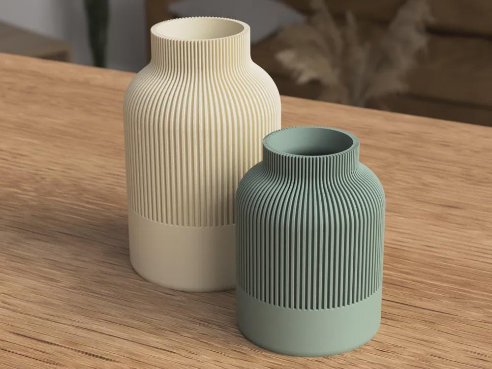 Japandi Ribbed Vase – Modern Scandinavian Home Decor – Textured Minimalist Vase