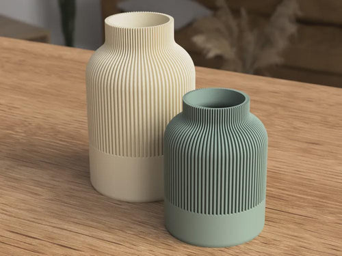 Japandi Ribbed Vase – Modern Scandinavian Home Decor – Textured Minimalist Vase