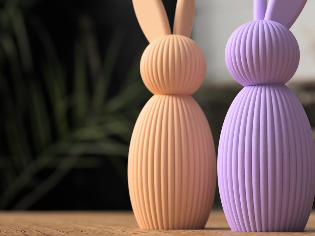 Ribbed Bunny Figurine | Modern Scandinavian Easter Decor, Rabbit Home Accent