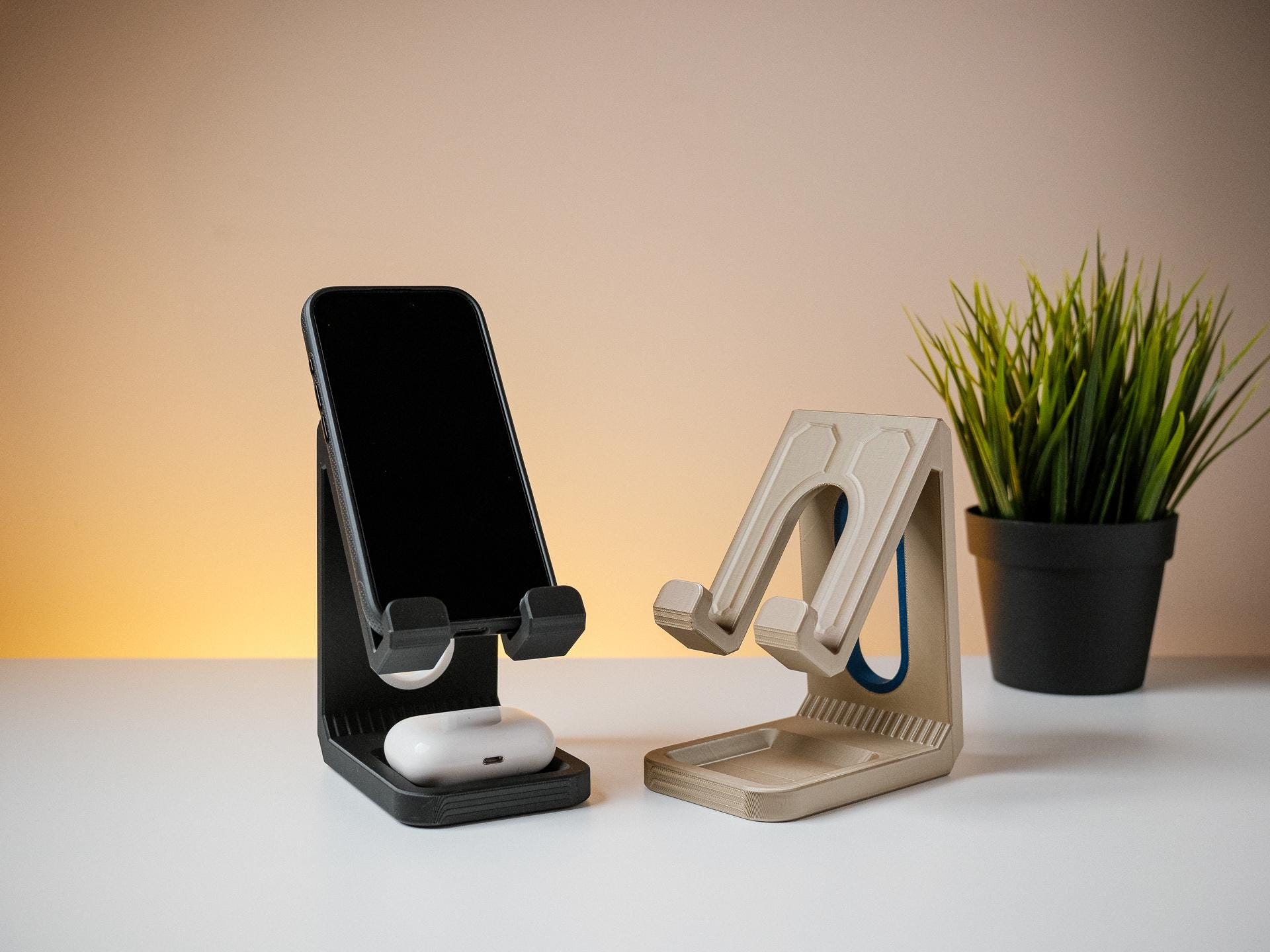Modern Phone Stand with Storage –  Minimalist Smartphone Holder, Charging Dock, Office & Home Gift