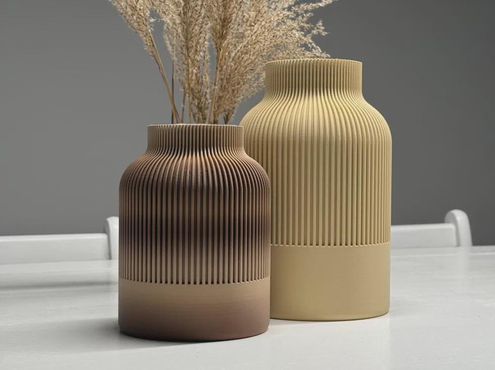 Japandi Ribbed Vase – Modern Scandinavian Home Decor – Textured Minimalist Vase