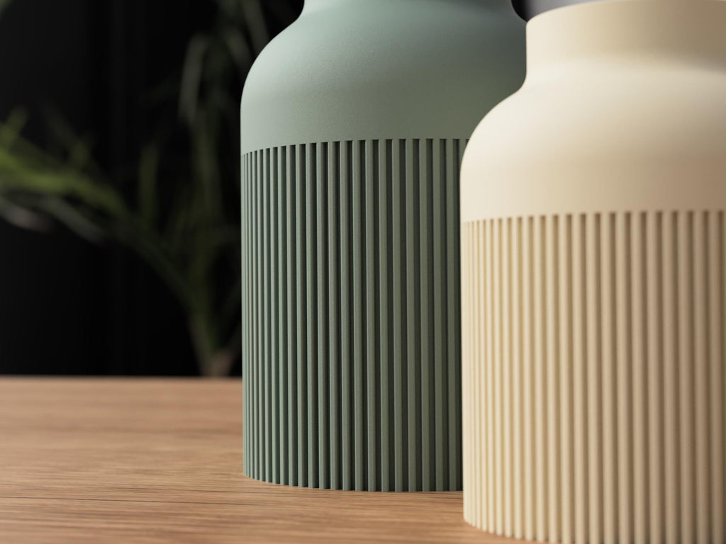 Ribbed Vase – Hiku Japandi Scandinavian Decor - 3D Printed