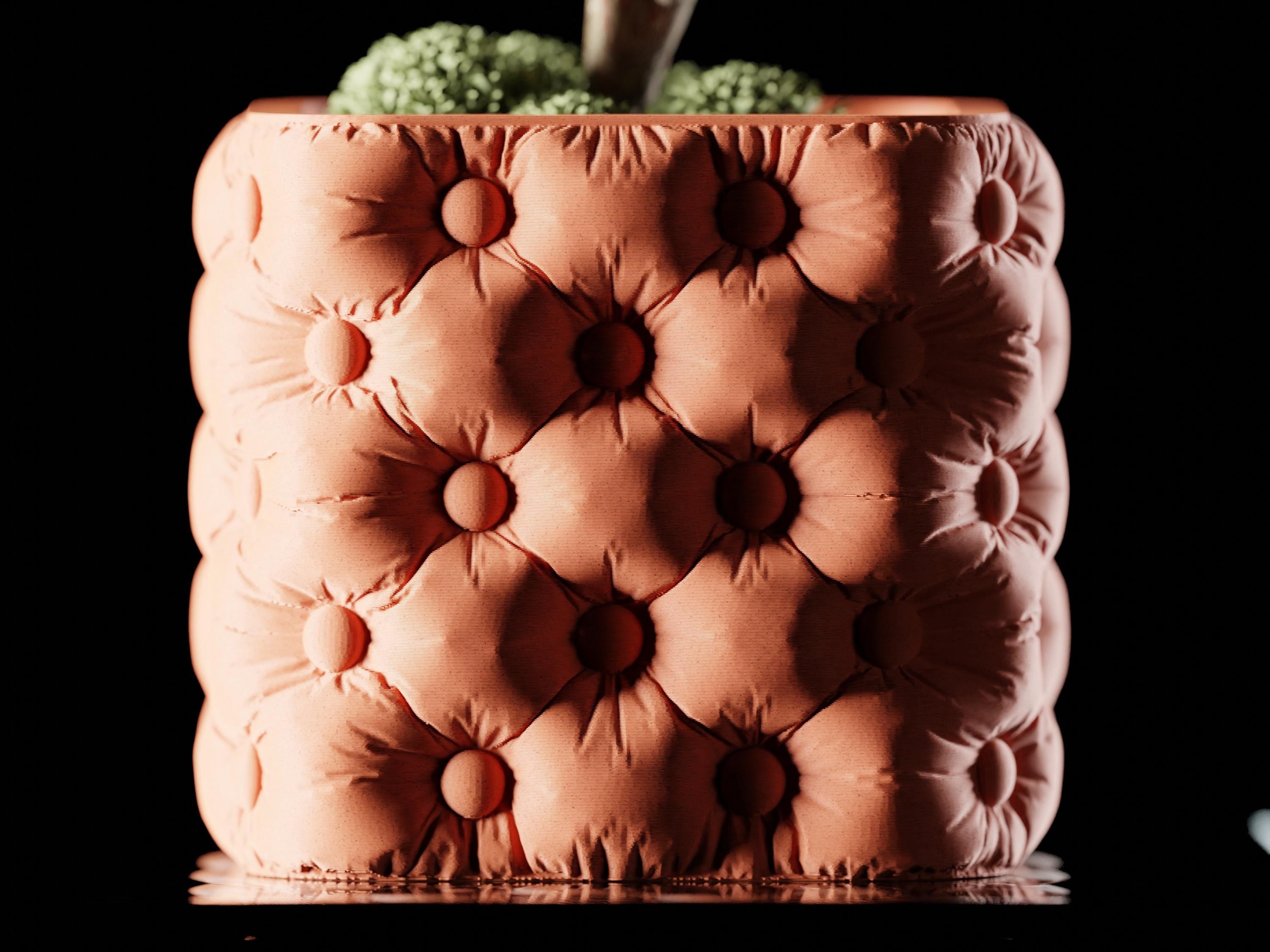 Chesterfield Style Tufted Button Planter, 3D Printed Quilted Succulent Pot