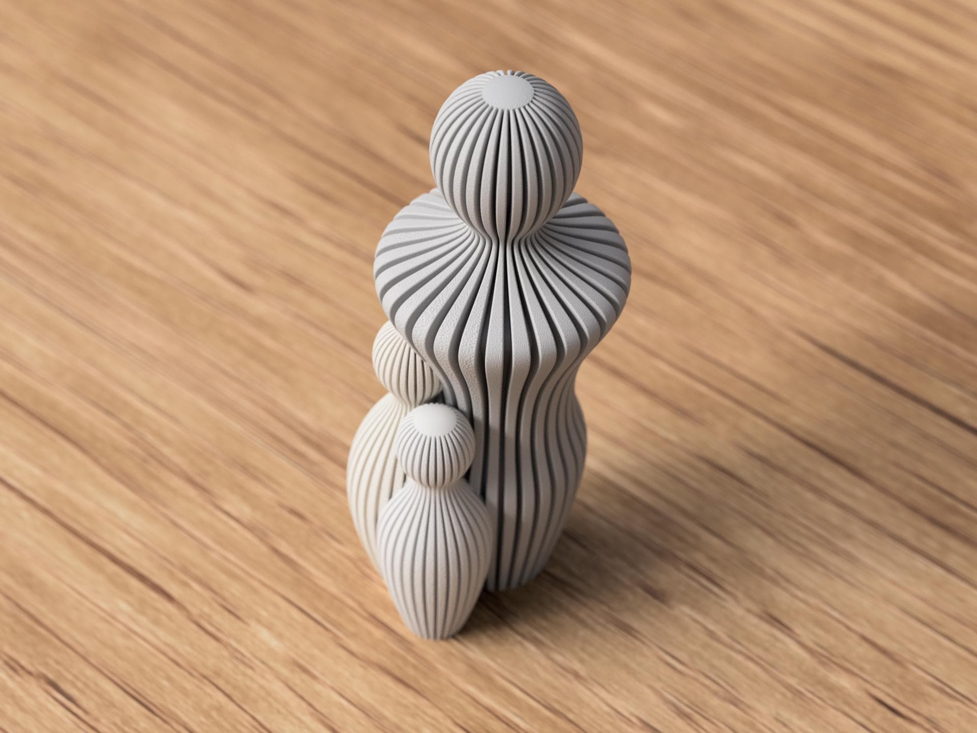 Ribbed Family Sculpture: Modern Minimalist Statue