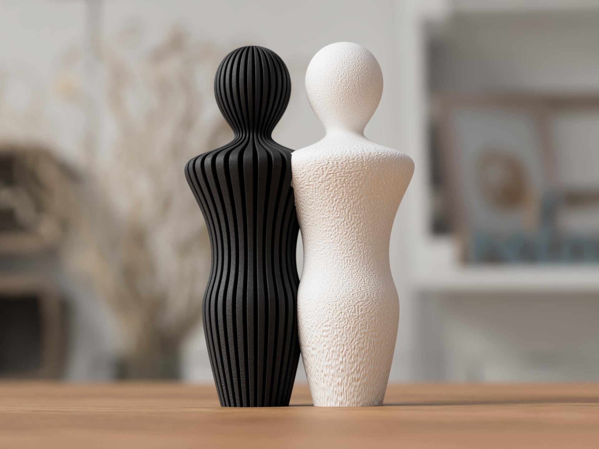 Minimalist Couple Statue – Modern Abstract Lovers Sculpture – Japandi Home Decor – Wedding / Anniversary Present