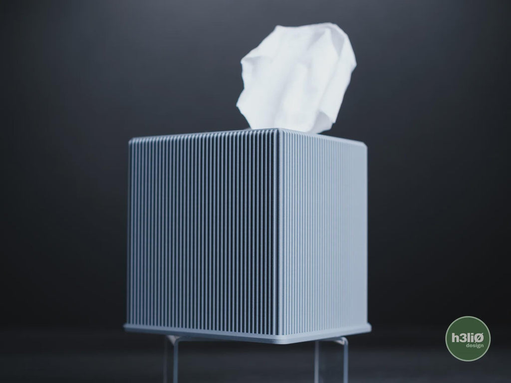Modern Tissue Holder, Ribbed Kleenex Organizer, Minimalist Bathroom Accessory, Square & Rectangle Design