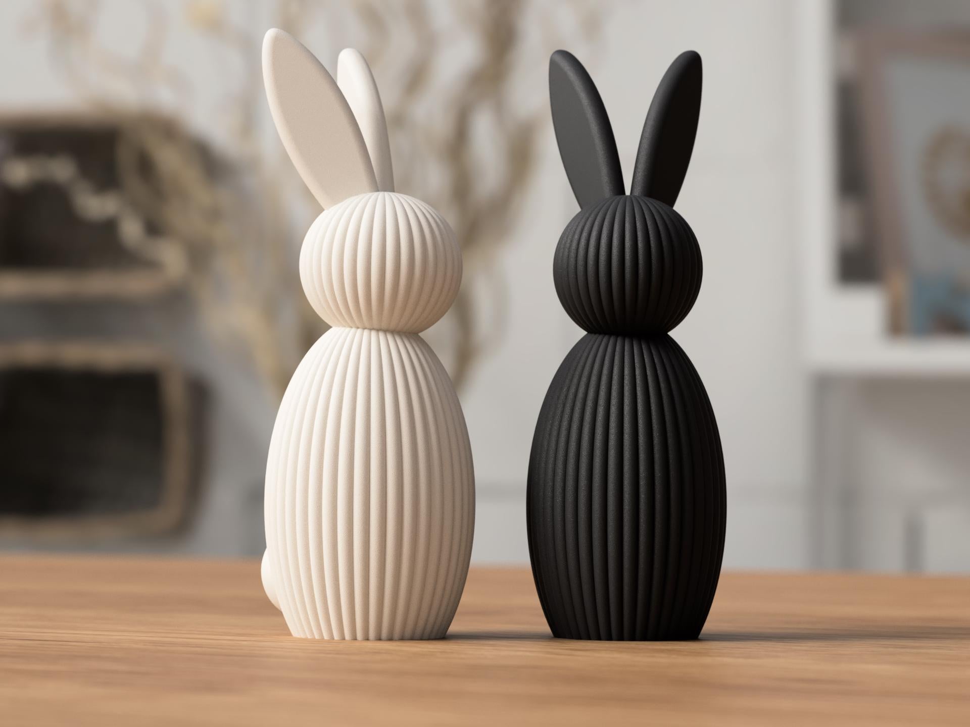 Ribbed Bunny Figurine | Modern Scandinavian Easter Decor, Rabbit Home Accent