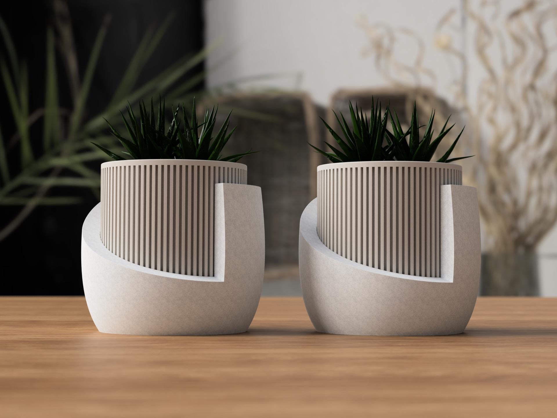 Modern Japandi Plant Pot | Ribbed Minimalist Planter | Scandinavian Indoor Home Decor