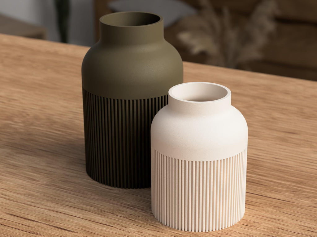 Ribbed Vase – Hiku Japandi Scandinavian Decor - 3D Printed