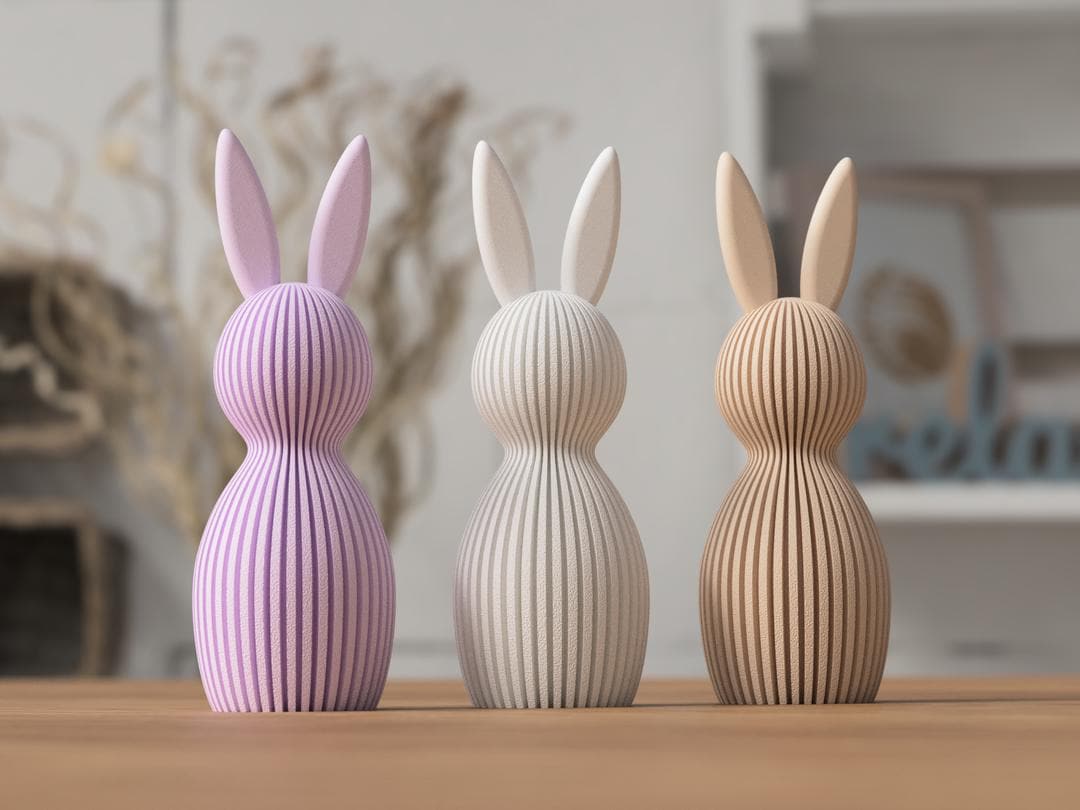 Modern Easter Bunny Decor | Ribbed Bunny with Folded or Straight Ears | Scandinavian Spring Decoration