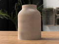 Ribbed Wave Vase, 3D Printed Sculptural Decor, Boho Shelf Styling (Dried Flowers)